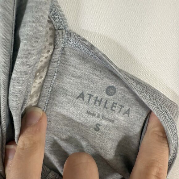 Athleta Tank Top Women's Small Heathered Grey Breathable Mesh Sleeveless - Picture 5 of 10